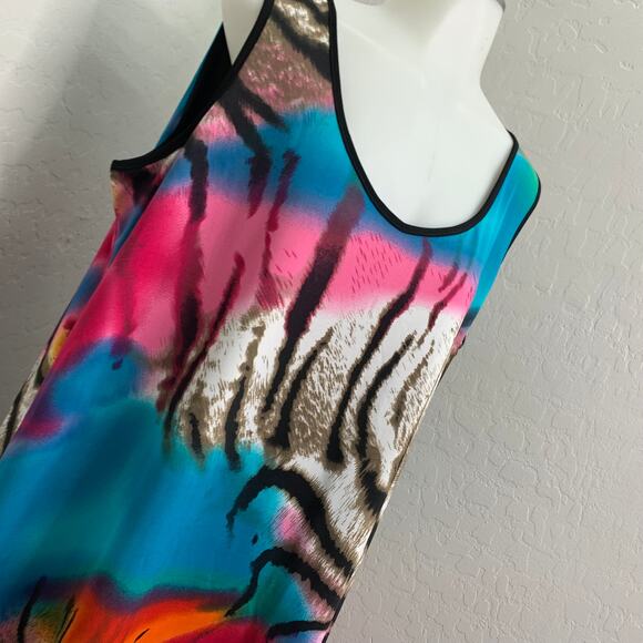 Kate & Mallory Womens XL Maxi Dress Colorful Animal Print Pink Blue Orange - Picture 2 of 6